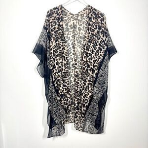Leopard Women's Size One Size OS Animal Print Sheer Open Front Kimono Cardigan